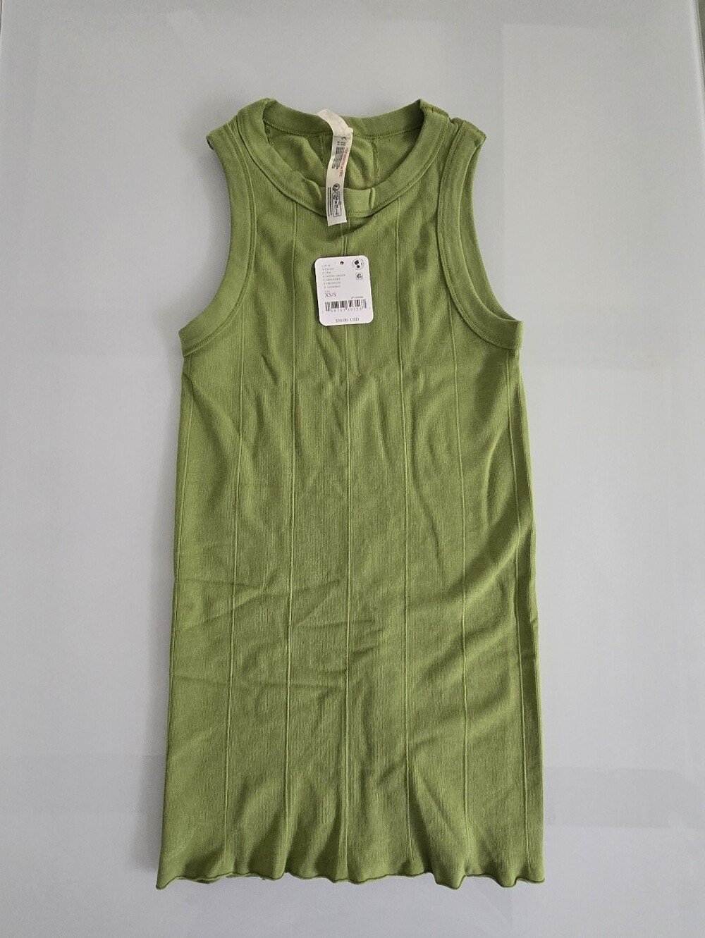 Free People Olive Green Ribbed Tank Top